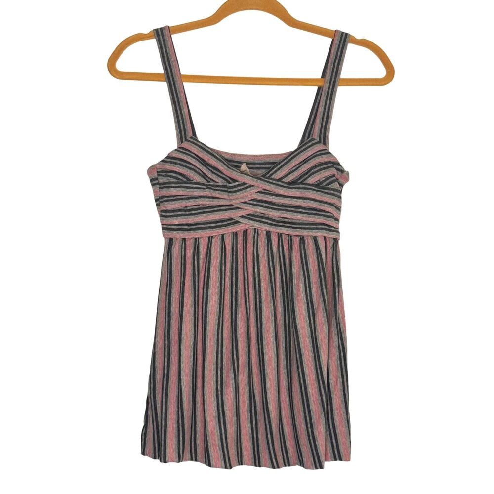 Bailey 44 Knit Swing Top Blouse Fit & Flare Striped Gray Pink XS